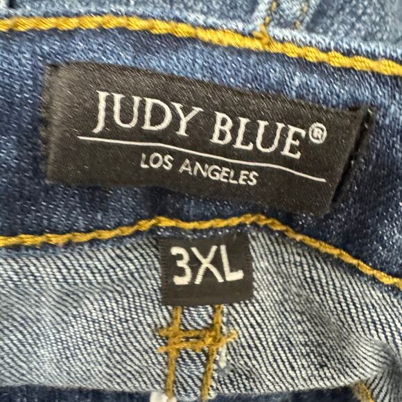 Judy Blue Jeans Womens 3XL Skinny Fit Blue Denim Distressed Stretch Raw Hems - Picture 4 of 10